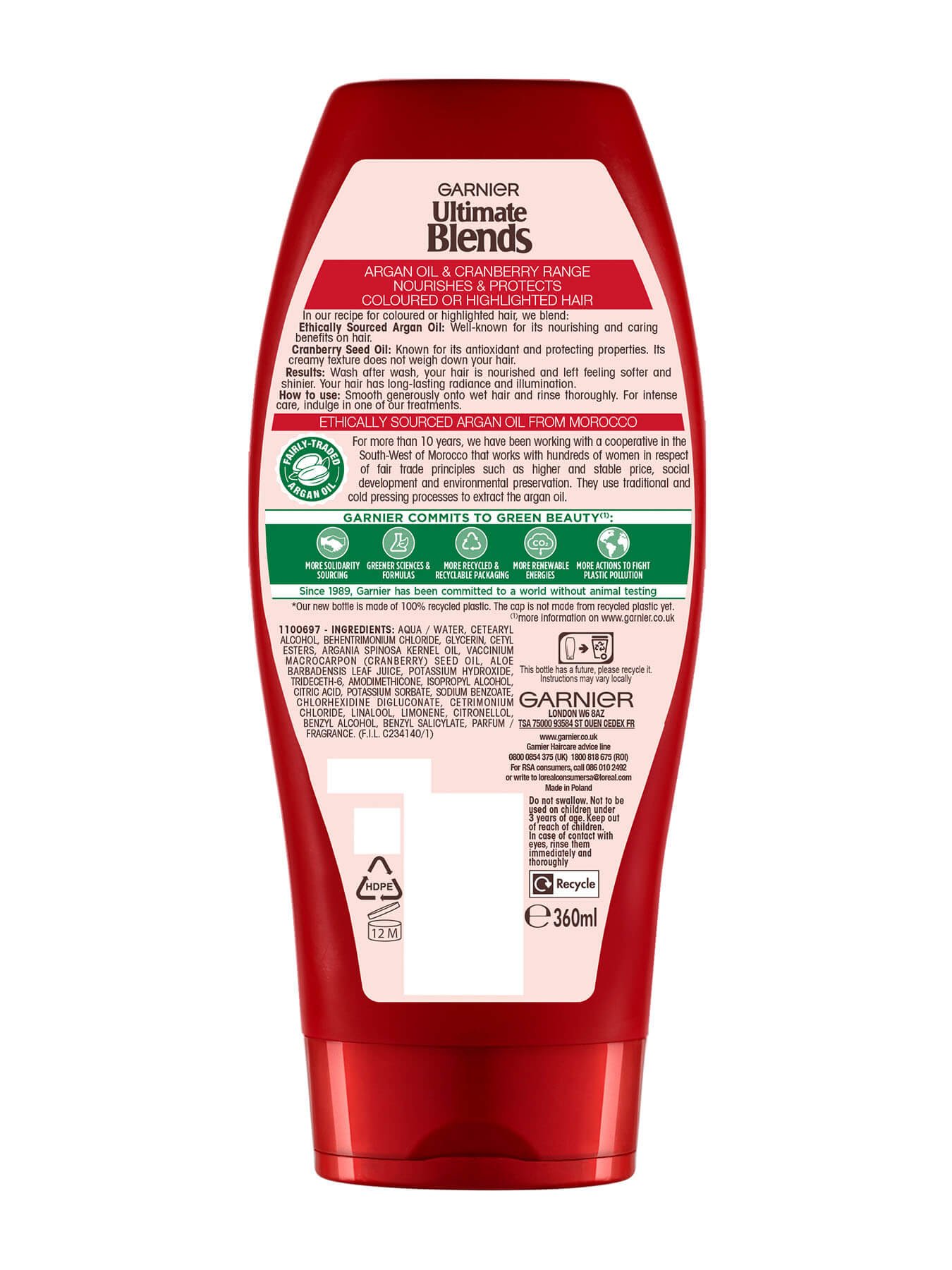 Ultimate Blends Argan Oil Colour Illuminator Conditioner back of pack